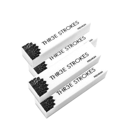 THR3E STROKES Nail Buffer Block Set: 120Grit 4pcs Sponge Files