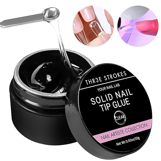 THR3E STROKES Clear Solid Gel Nail Glue - Strong Bonding for Nail Tips