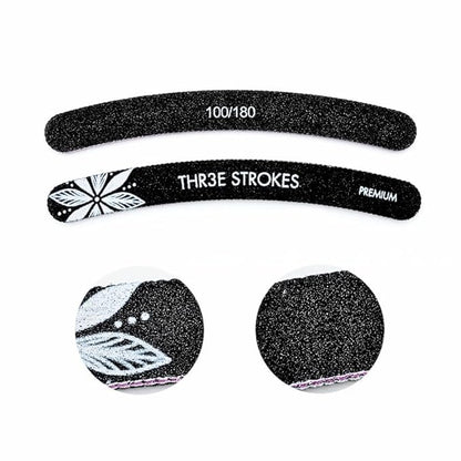 THR3E STROKES 10 Pack Nail Files 100/180 Grit