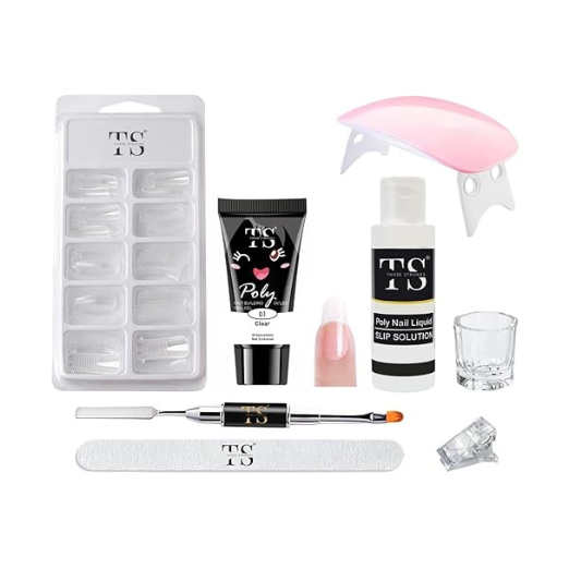 THR3E STROKES Poly Gel Extension Kit: Clear with Slip Solution & UV Lamp